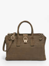 Satchel M Equestre Croco Leather Etrier Brown equestre croco EEQC142M