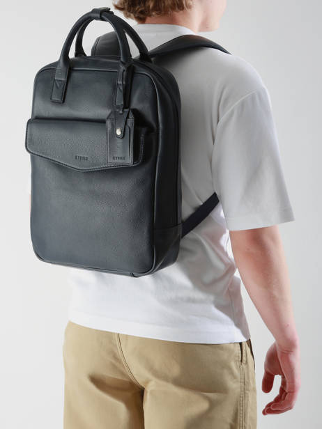 Leather Flandres Business Backpack Etrier Blue flandres EFLA8271 other view 1